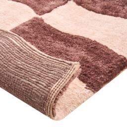 Wyld and Coco Cotton Bath Mat 60 x 90 cm Beige Brown Geometric Plush - Size: 1600mm x 900mm - thumbnail 5