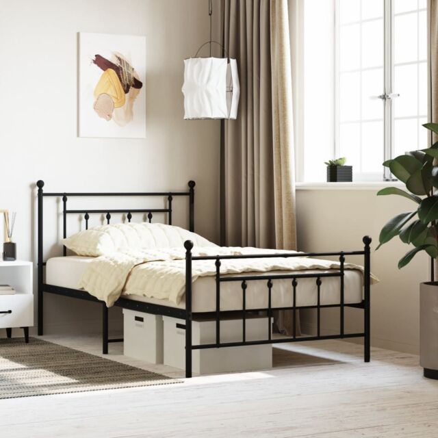 Berkfield Home Metal Bed Frame with Headboard & Footboard Black 100x200 cm - image 1