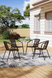 Living and Home 4Pcs PE Rattan Stacking Outdoor Garden Chairs in Black - thumbnail 3