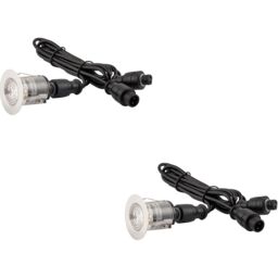 Loops 2 PACK Single Recessed 35mm Decking Light Module - 0.65W CCT LED - Steel in Metallics