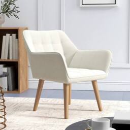 NESTLUNE Velvet-Feel Accent Chair with Arms in White - Size: 100 cm x 15 cm - thumbnail 4
