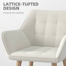 NESTLUNE Velvet-Feel Accent Chair with Arms in White - Size: 100 cm x 15 cm - thumbnail 6