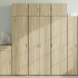 Berkfield Home Highboard Sonoma Oak 70x42.5x185 cm Engineered Wood in Brown - thumbnail 1