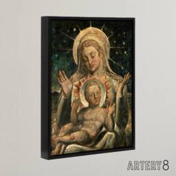 "Artery8 Virgin Mary & Child Painting William Blake Framed Canvas Wall Art - Size: W12"" x H16""" - thumbnail 2