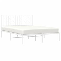 Berkfield Home Metal Bed Frame without Mattress with Headboard White 140x200cm - Size: 140x200 cm - thumbnail 3