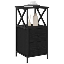 Berkfield Home Black Oak Nightstand, 34x35.5x70 cm, Made of Engineered Wood - Size: 34x35.5x70 cm - thumbnail 3