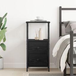 Berkfield Home Black Oak Nightstand, 34x35.5x70 cm, Made of Engineered Wood - Size: 34x35.5x70 cm - thumbnail 4