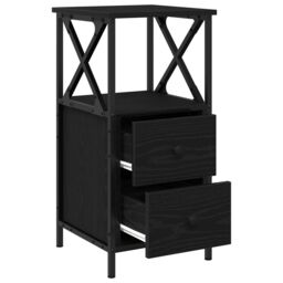 Berkfield Home Black Oak Nightstand, 34x35.5x70 cm, Made of Engineered Wood - Size: 34x35.5x70 cm - thumbnail 5