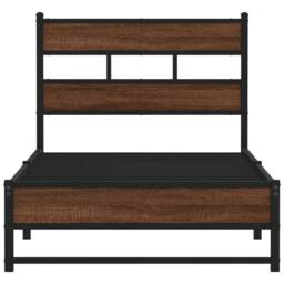 Berkfield Home Metal Bed Frame without Mattress Brown Oak 90x190 cm Single - thumbnail 4