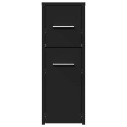 Berkfield Home Narrow Bathroom Cupboard with Wheels Black Engineered Wood - thumbnail 4