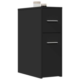 Berkfield Home Narrow Bathroom Cupboard with Wheels Black Engineered Wood - thumbnail 1