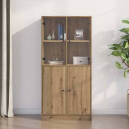 Berkfield Home Highboard with Doors Artisian Oak 68x37x142 cm Engineered Wood in Brown - Size: 68 x 37 x 142 cm - thumbnail 2