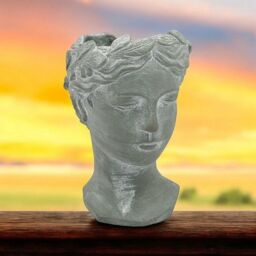 Minster Outdoor Bust Pot Ornament - L21 x W24 x H35 cm - Grey Cement - Size: 1 Pack - thumbnail 2