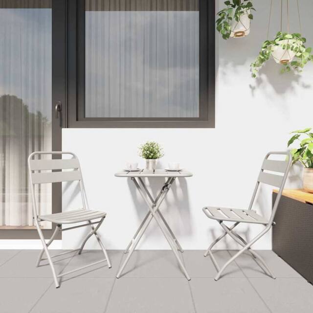 Berkfield Home Modern Folding Garden Chairs 2 pcs Beige 42x52x82 cm Powder-coate - Size: 42 x 52 x 82 cm - image 1