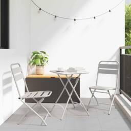 Berkfield Home Modern Folding Garden Chairs 2 pcs Beige 42x52x82 cm Powder-coate - Size: 42 x 52 x 82 cm - thumbnail 2