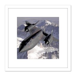 Artery8 Military USA USAF SR-71B Blackbird Aircraft Photo 8X8 Inch Square Wooden Framed Wall Art Print Picture with Mount in White - thumbnail 1