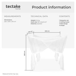 tectake Mosquito Net in White - thumbnail 6