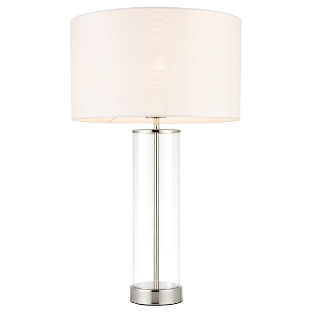 Loops Touch Dimmable Table Lamp Nickel Glass White Shade Modern Bedside Feature Light in Metallics - image 1