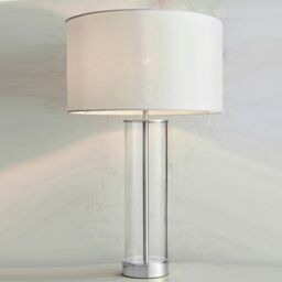 Loops Touch Dimmable Table Lamp Nickel Glass White Shade Modern Bedside Feature Light in Metallics - thumbnail 3