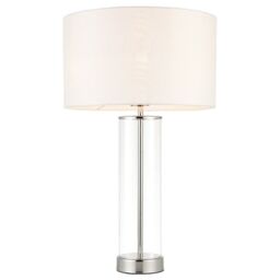 Loops Touch Dimmable Table Lamp Nickel Glass White Shade Modern Bedside Feature Light in Metallics