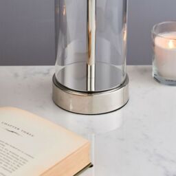 Loops Touch Dimmable Table Lamp Nickel Glass White Shade Modern Bedside Feature Light in Metallics - thumbnail 5