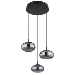 Netlighting Quintara Cluster Pendant Matt Black Smoke Glass Shade 3x LED 3000K - thumbnail 2