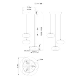 Netlighting Quintara Cluster Pendant Matt Black Smoke Glass Shade 3x LED 3000K - thumbnail 5
