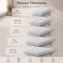 Stratus Interiors Cashmere Luxury Hybrid Spring & Foam Mattress - Medium Firm in White - Size: Double - thumbnail 5