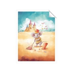 "Warren Reed - Designer Mouse On A Beach Holiday Unframed Art Print - Size: W24"" x H36""" - thumbnail 1