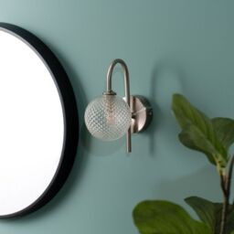 ValueLights Elle Brushed Chrome IP44 Bathroom Single Glass Shade Wall Light with LED Bulb in Silver - thumbnail 2