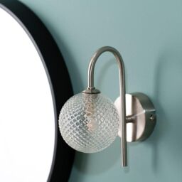 ValueLights Elle Brushed Chrome IP44 Bathroom Single Glass Shade Wall Light with LED Bulb in Silver - thumbnail 4