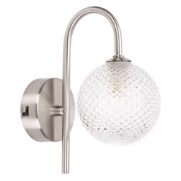 ValueLights Elle Brushed Chrome IP44 Bathroom Single Glass Shade Wall Light with LED Bulb in Silver - thumbnail 5