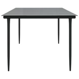 Berkfield Home Garden Dining Table Black 200x100x74cm Steel & Tempered Glass - Size: 200 x 100 x 74 cm - thumbnail 4