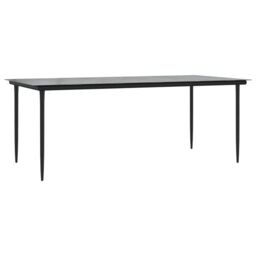 Berkfield Home Garden Dining Table Black 200x100x74cm Steel & Tempered Glass - Size: 200 x 100 x 74 cm - thumbnail 2