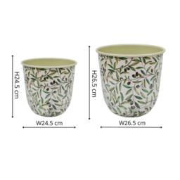 Ivyline Maisie Vintage Olive Metal Planter Set of 2 - thumbnail 2