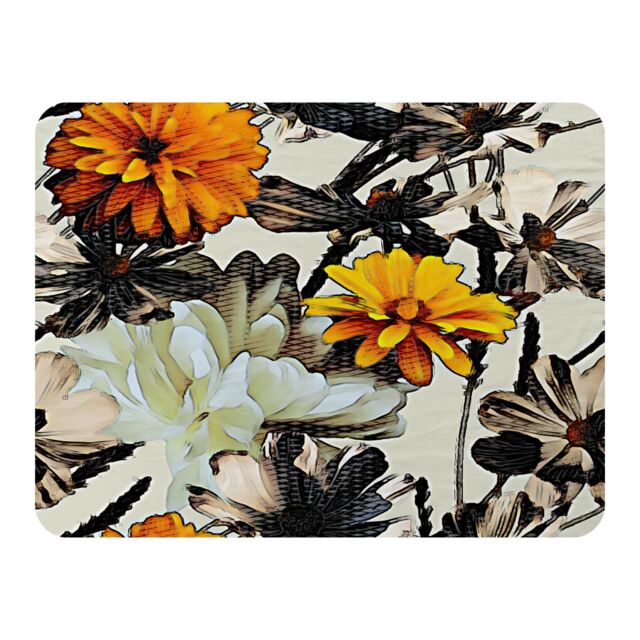 Benjamin Tate Design Orange Flower Print Blanket in Natural - Size: 120 cm x 150 cm - image 1