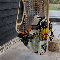 Benjamin Tate Design Orange Flower Print Blanket in Natural - Size: 120 cm x 150 cm - thumbnail 4
