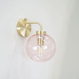 ValueLights Frenchie Pink Tinted Glass Globe Single Gold Stem Wall Light with LED Bulb - thumbnail 4