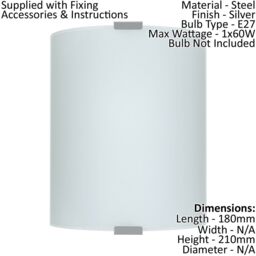 Loops Wall Flush Ceiling Light Colour Silver Shade White Satin Glass Bulb E27 1x60W - thumbnail 2