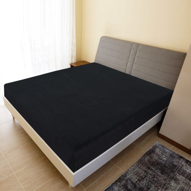 Berkfield Home Jersey Fitted Sheet Black 140x200 cm Cotton - image 1