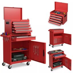 Costway 5-Drawer Rolling Tool Chest High Capacity Tool Storage Cabinet w/ Lockable Wheel in Red - thumbnail 1