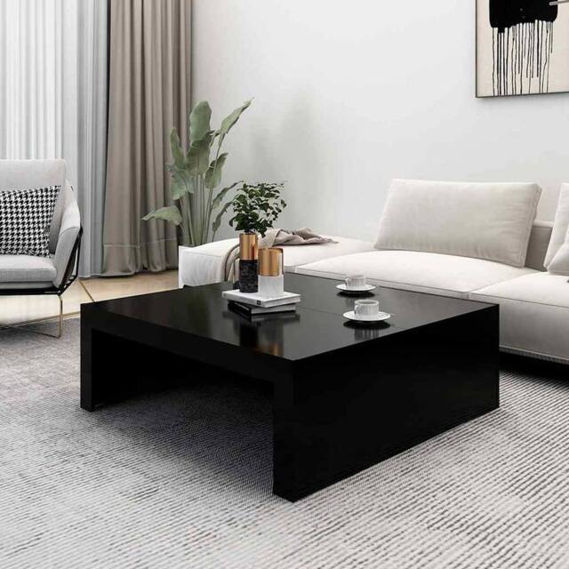 Berkfield Home Modern Coffee Table Black 100x100x35 cm Engineered Wood - Size: 100 x 100 x 35 cm - image 1