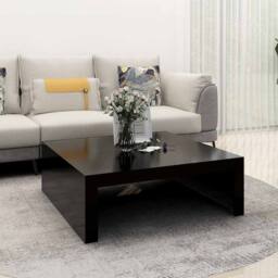 Berkfield Home Modern Coffee Table Black 100x100x35 cm Engineered Wood - Size: 100 x 100 x 35 cm - thumbnail 2