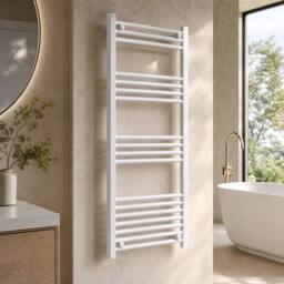 Balterley Straight Towel Radiator, 1200x500mm in White - thumbnail 4
