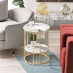 FURNOS 2 Tier Marble Coffee Table Gold Living Room Furniture - thumbnail 5