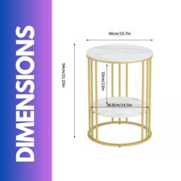 FURNOS 2 Tier Marble Coffee Table Gold Living Room Furniture - thumbnail 6