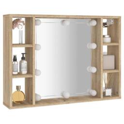 Berkfield Home Mirror Cabinet with LED Sonoma Oak 76x15x55 cm in Brown - Size: 76 x 15 x 55 cm - thumbnail 6