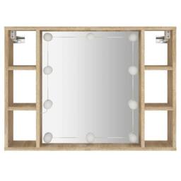Berkfield Home Mirror Cabinet with LED Sonoma Oak 76x15x55 cm in Brown - Size: 76 x 15 x 55 cm - thumbnail 7