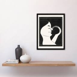 Artery8 Samuel J De Mesquita Framed Wall Art Mother & Child Stylised Painting in Black - Size: A4 - thumbnail 2