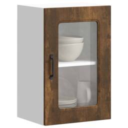Berkfield Home Kitchen Wall Cabinet with Glass Door Kalmar Smoked Oak Engineered Wood in Brown - thumbnail 2